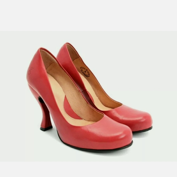 John Fluevog Shoes - John Fluevog Red Glossy Heels with Elegant Silhouette